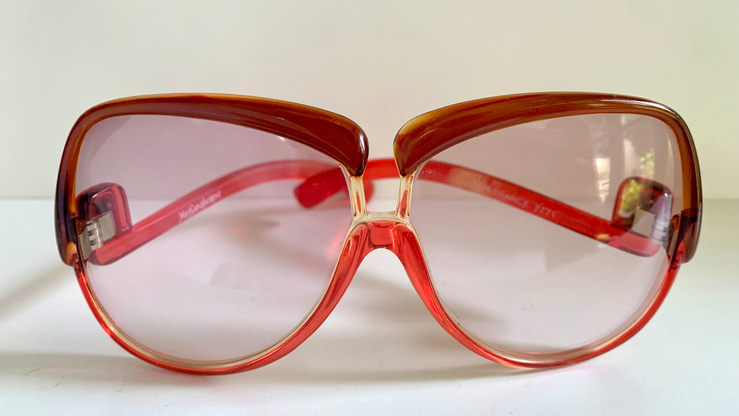 Yves Saint Laurent 80s vintage sunglasses - 7771 XL YSL red and brown frames