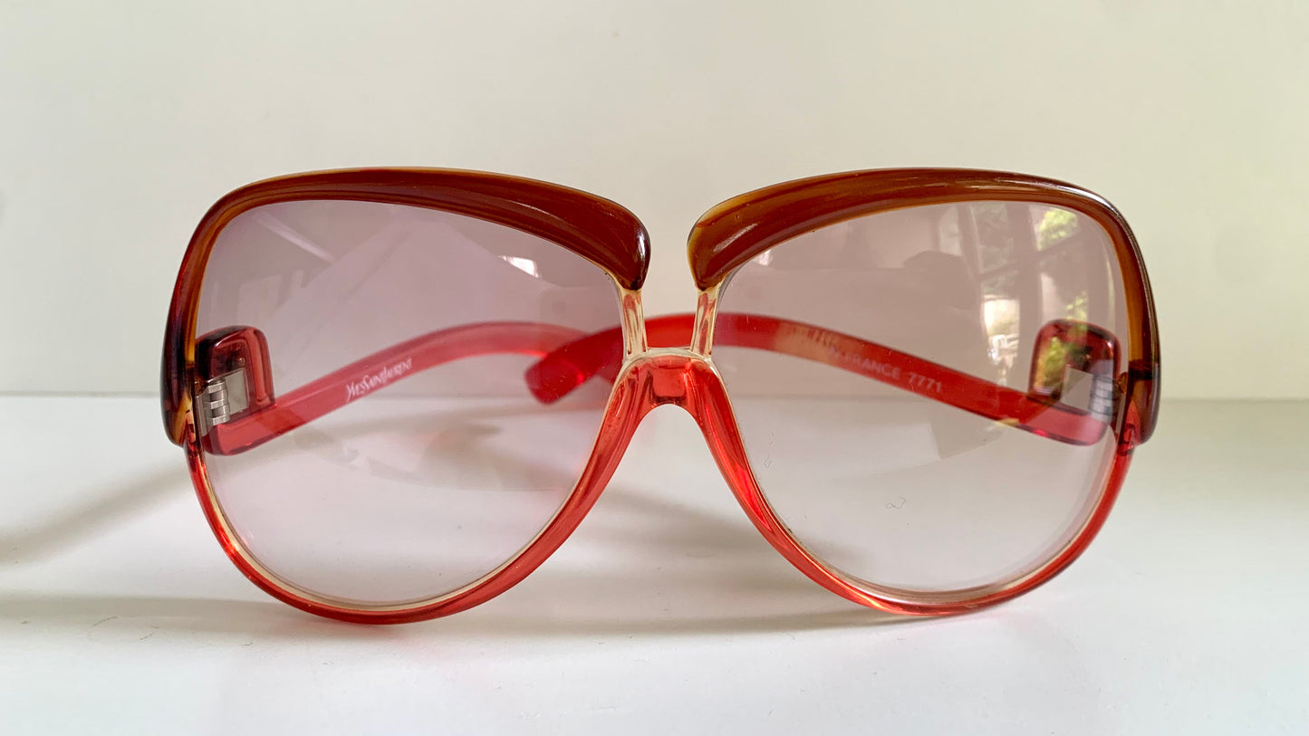 Yves Saint Laurent 80s vintage sunglasses - 7771 XL YSL red and brown frames
