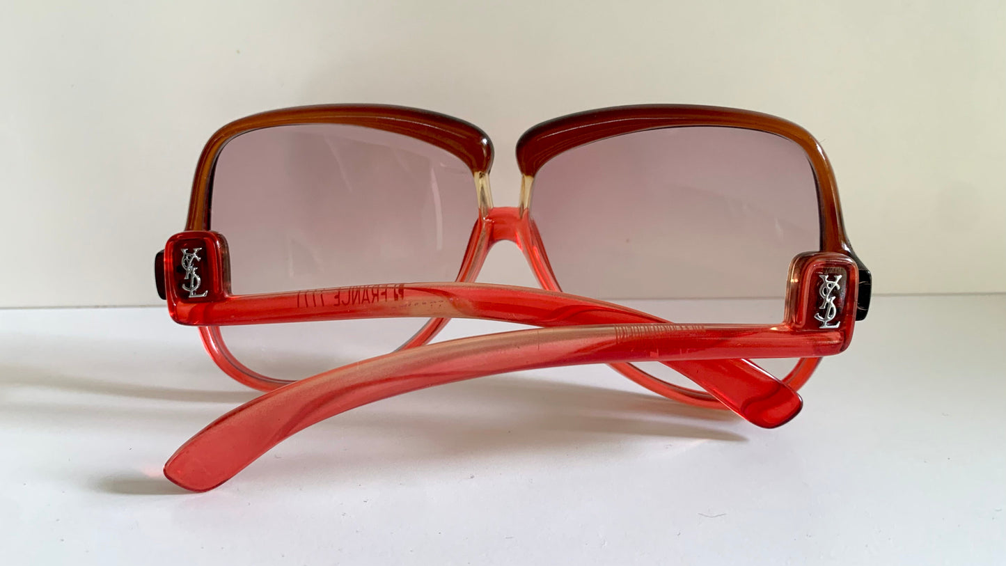 Yves Saint Laurent 80s vintage sunglasses - 7771 XL YSL red and brown frames
