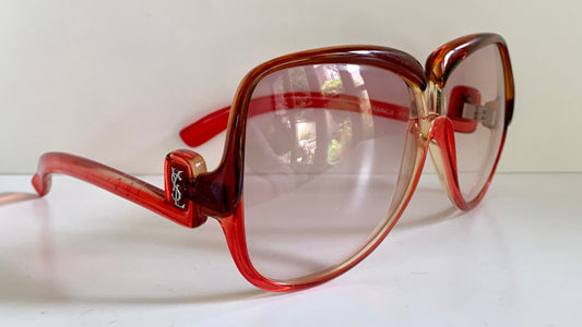 Yves Saint Laurent 80s vintage sunglasses - 7771 XL YSL red and brown frames