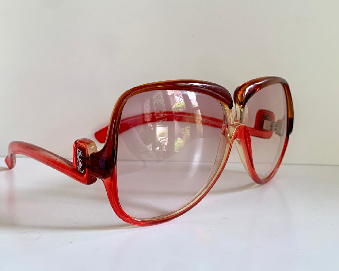 Yves Saint Laurent 80s vintage sunglasses - 7771 XL YSL red and brown frames