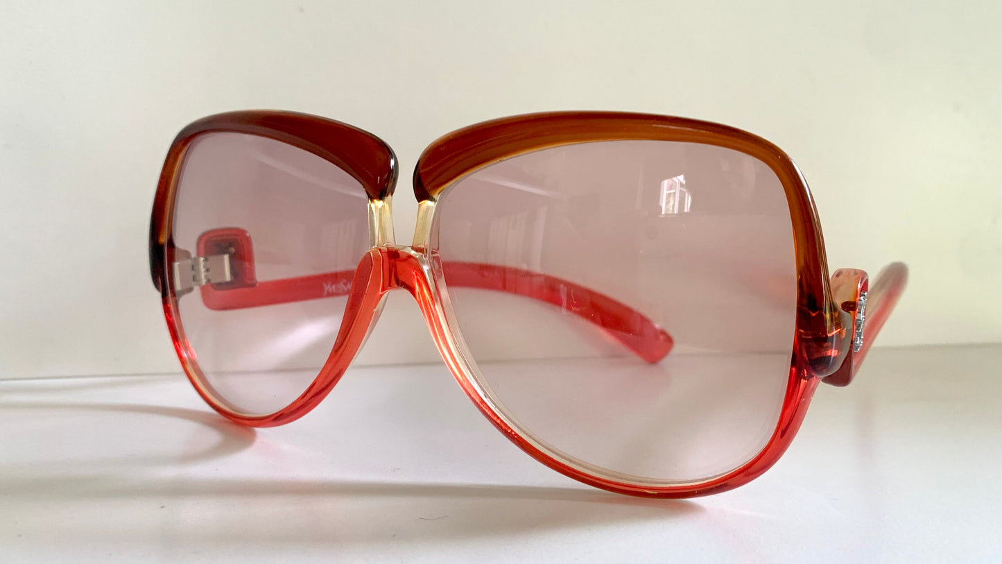 Yves Saint Laurent 80s vintage sunglasses - 7771 XL YSL red and brown frames