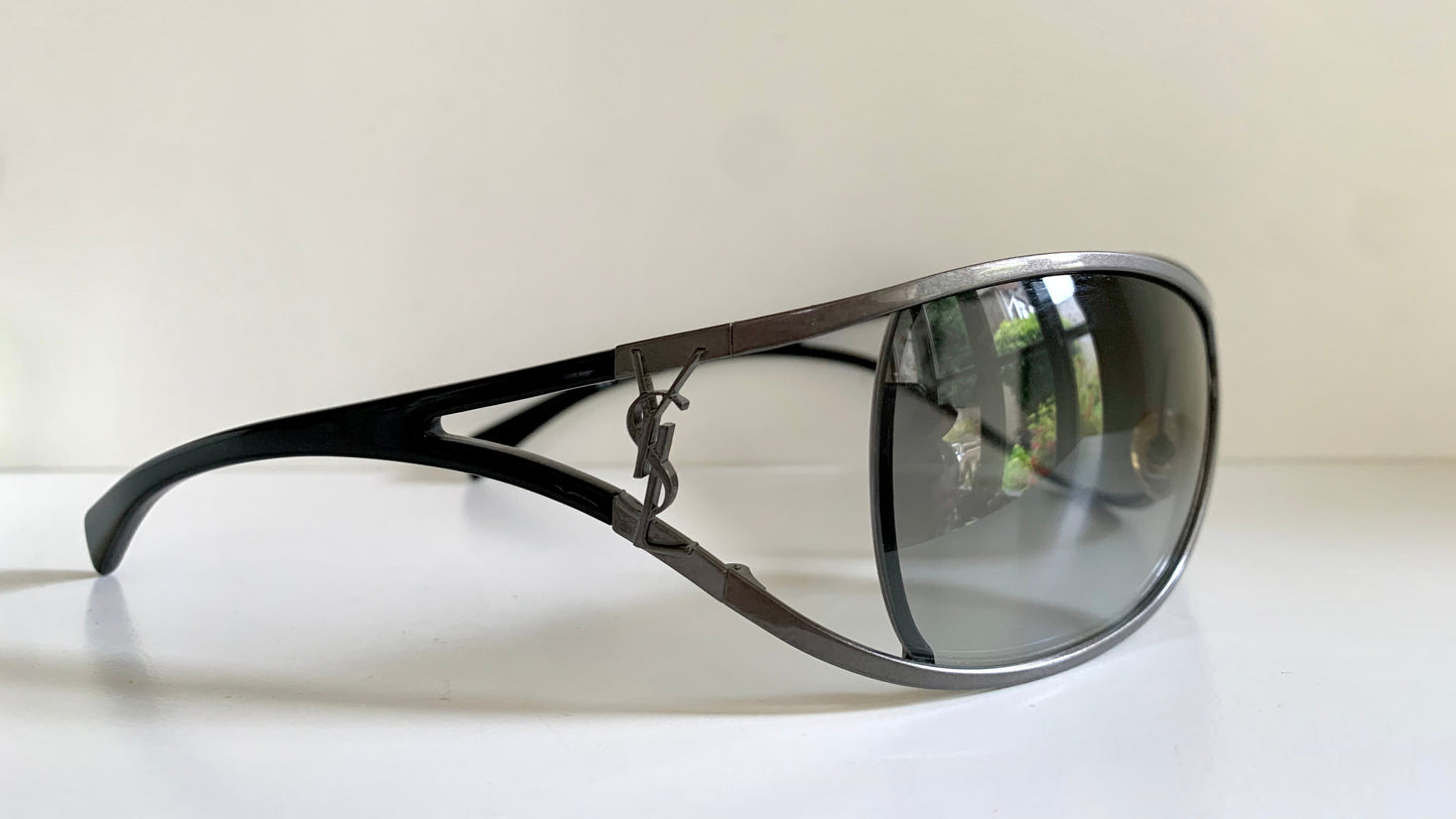 Yves Saint Laurent 00s sunglasses - YSL wrap frame with logos