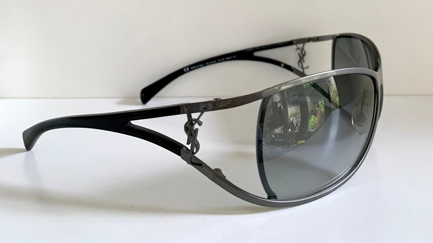 Yves Saint Laurent 00s sunglasses - YSL wrap frame with logos