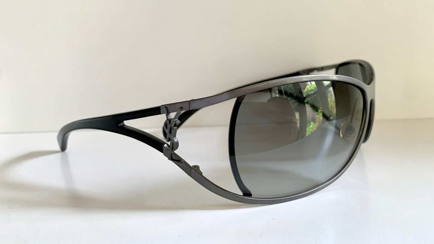 Yves Saint Laurent 00s sunglasses - YSL wrap frame with logos