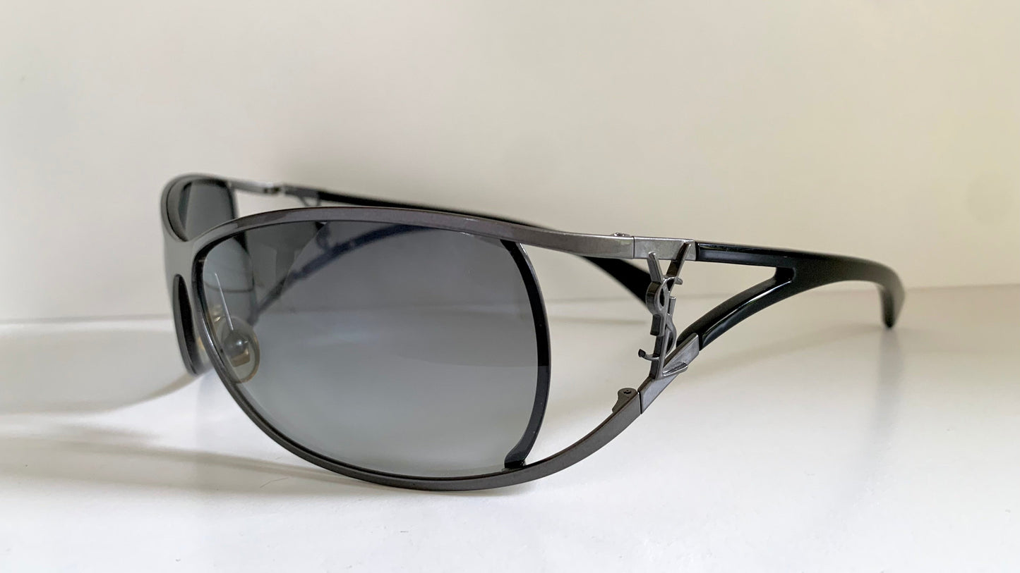 Yves Saint Laurent 00s sunglasses - YSL wrap frame with logos