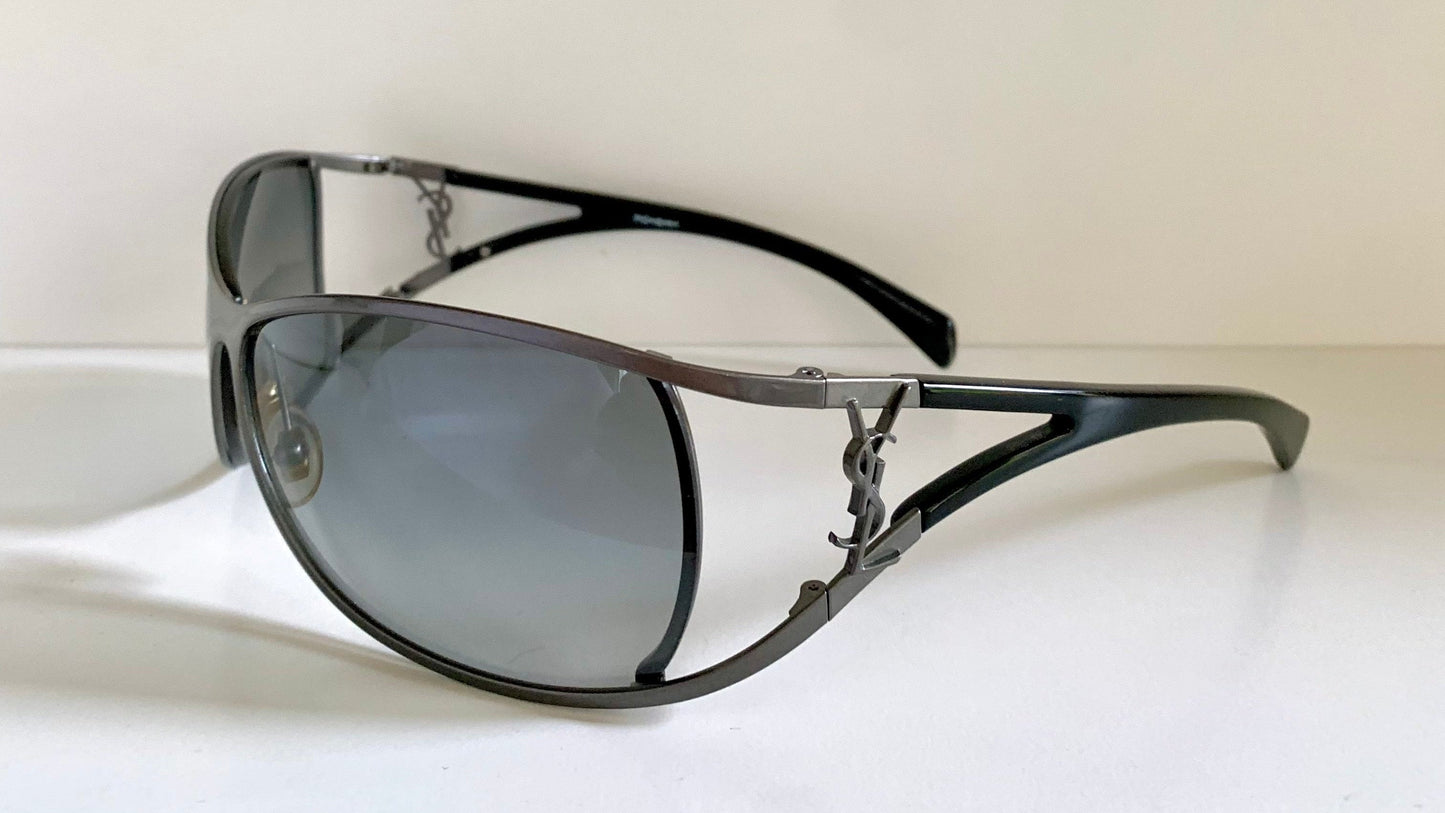 Yves Saint Laurent 00s sunglasses - YSL wrap frame with logos