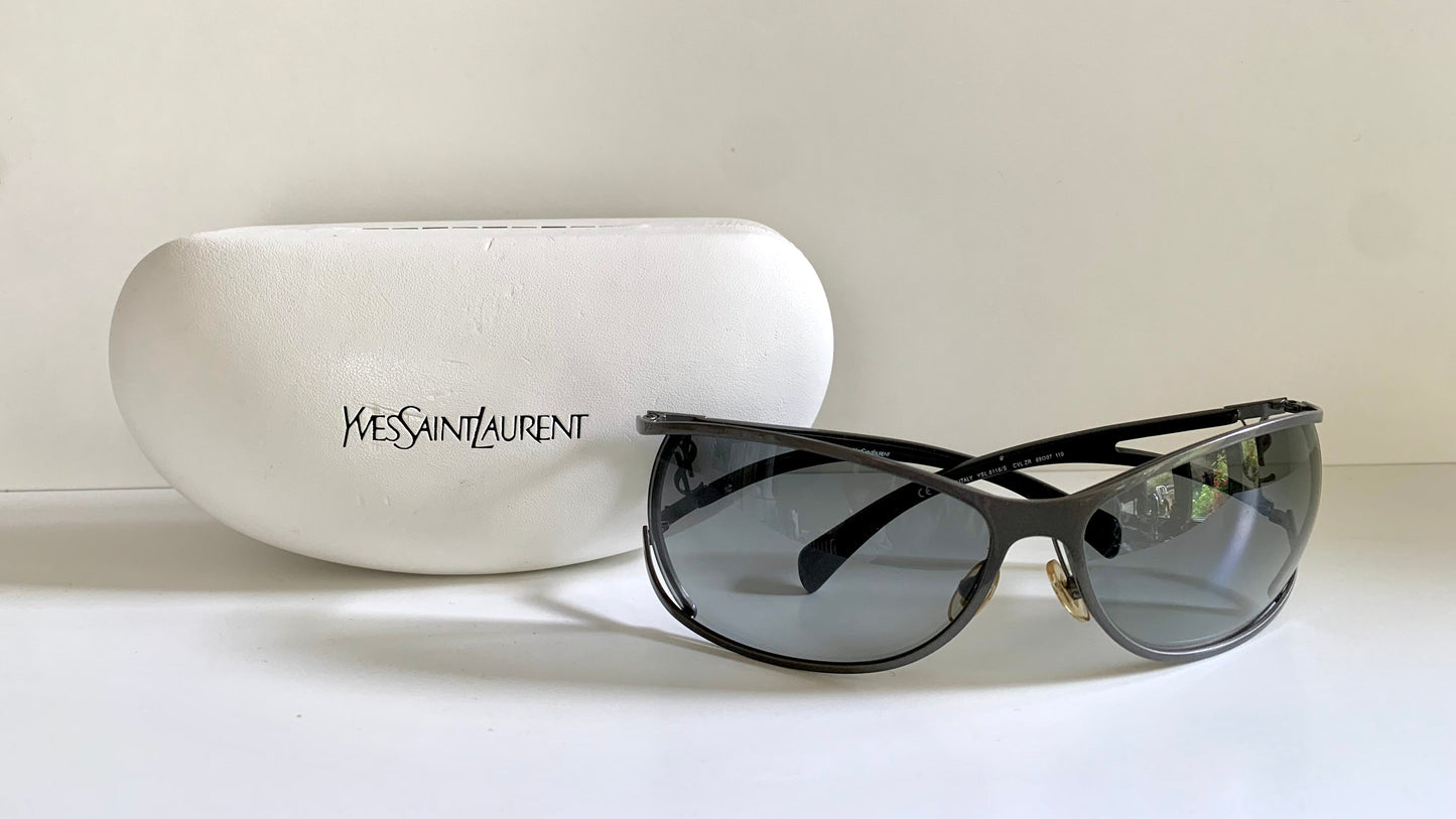 Yves Saint Laurent 00s sunglasses - YSL wrap frame with logos