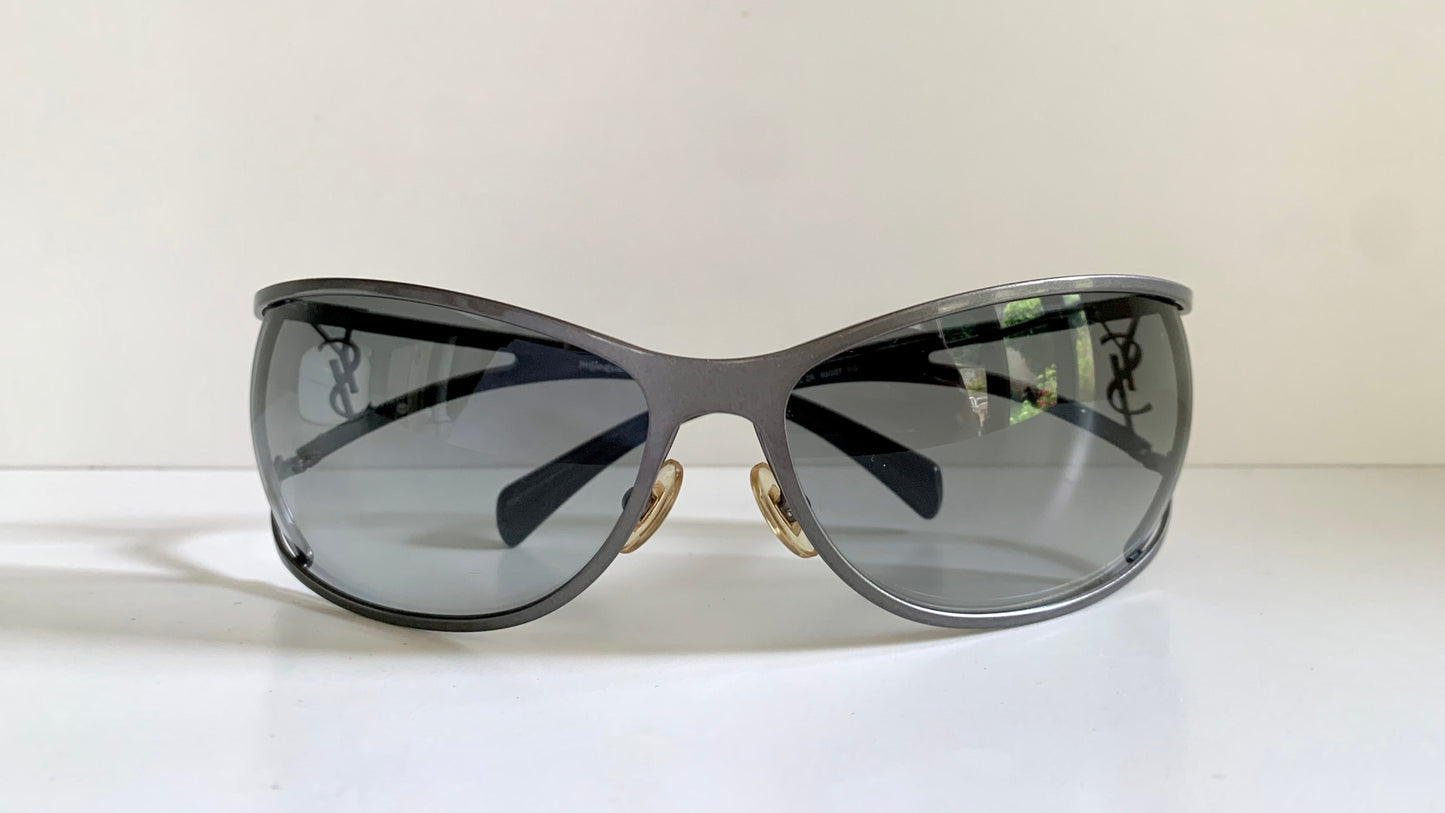 Yves Saint Laurent 00s sunglasses - YSL wrap frame with logos