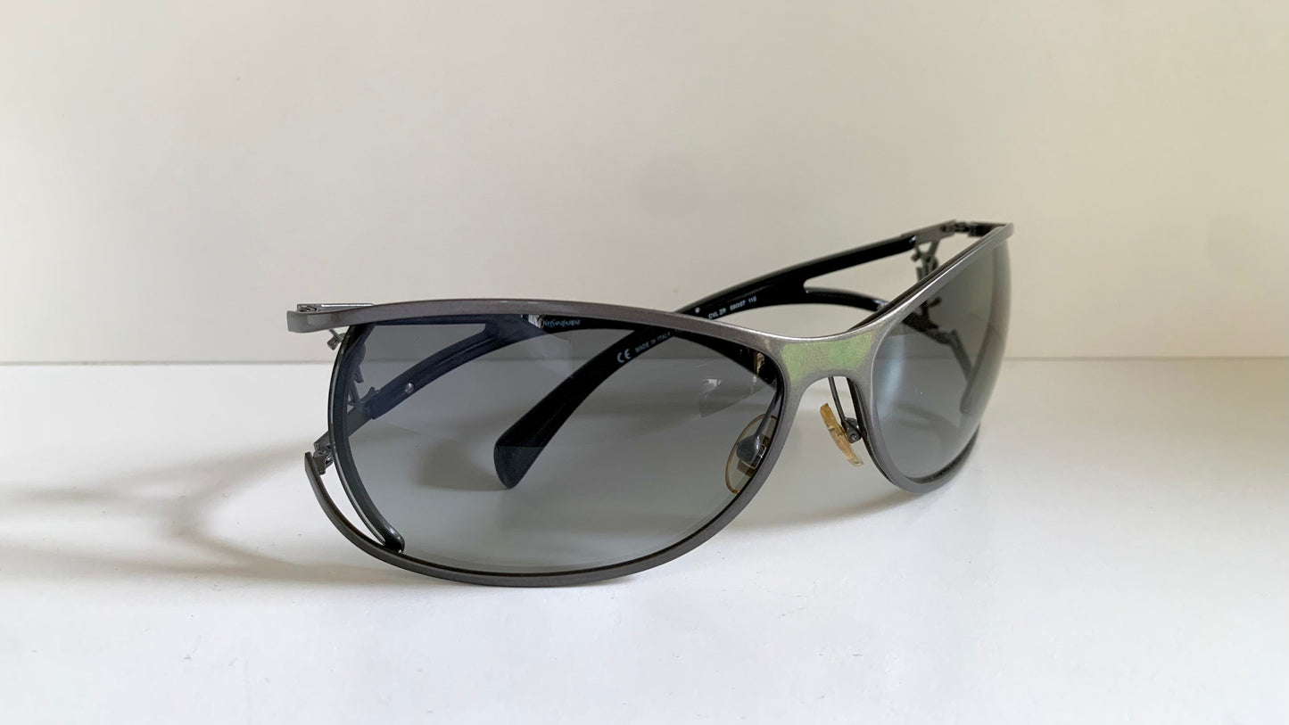 Yves Saint Laurent 00s sunglasses - YSL wrap frame with logos