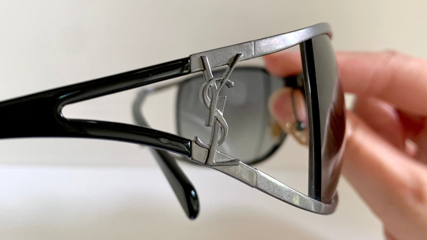 Yves Saint Laurent 00s sunglasses - YSL wrap frame with logos