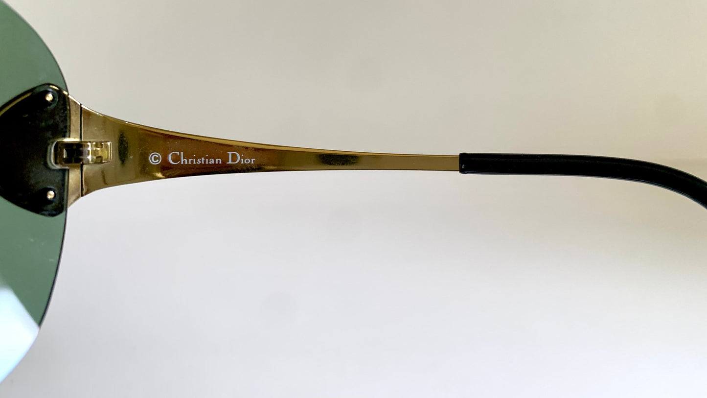 Christian Dior Vintage Sunglasses - 2000 Dior PILOT John Galliano mask gold and green frames