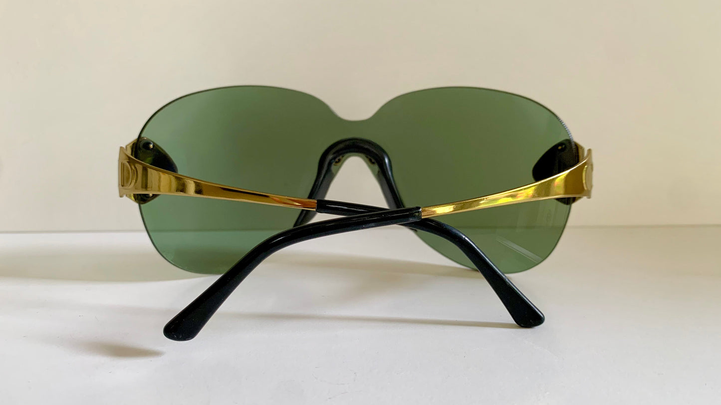 Christian Dior Vintage Sunglasses - 2000 Dior PILOT John Galliano mask gold and green frames