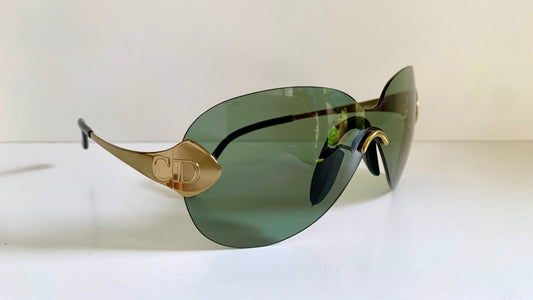 Christian Dior Vintage Sunglasses - 2000 Dior PILOT John Galliano mask gold and green frames