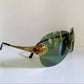 Christian Dior Vintage Sunglasses - 2000 Dior PILOT John Galliano mask gold and green frames