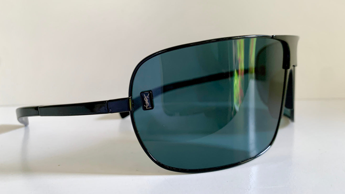 Yves Saint Laurent 00s sunglasses - XXL mask style black and blue frame