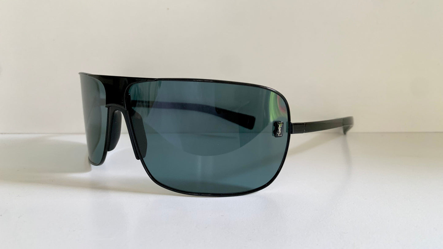 Yves Saint Laurent 00s sunglasses - XXL mask style black and blue frame