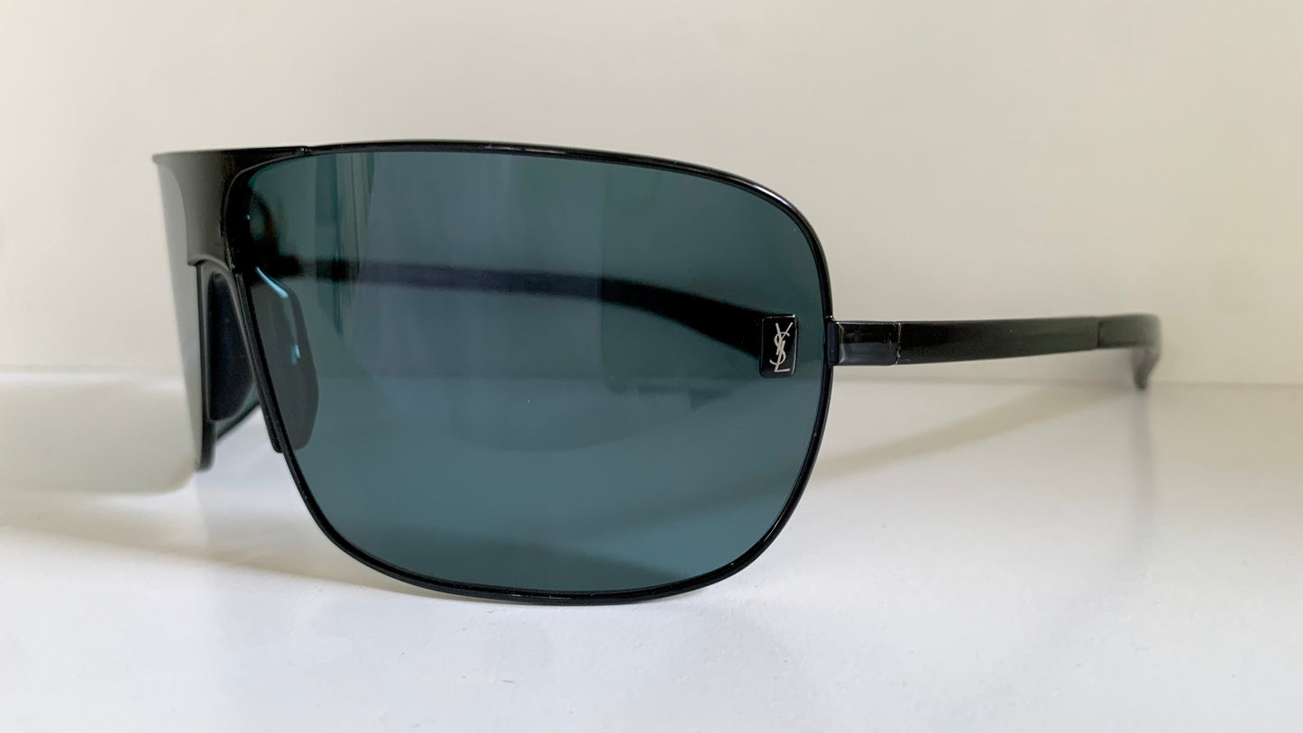 Yves Saint Laurent 00s sunglasses - XXL mask style black and blue frame