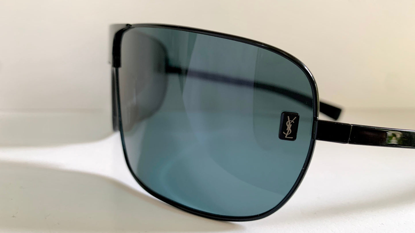 Yves Saint Laurent 00s sunglasses - XXL mask style black and blue frame