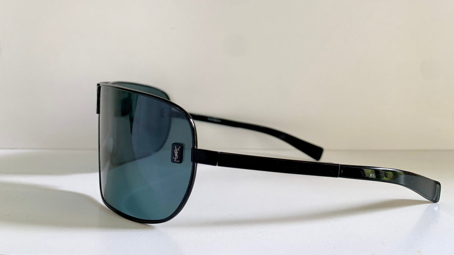 Yves Saint Laurent 00s sunglasses - XXL mask style black and blue frame