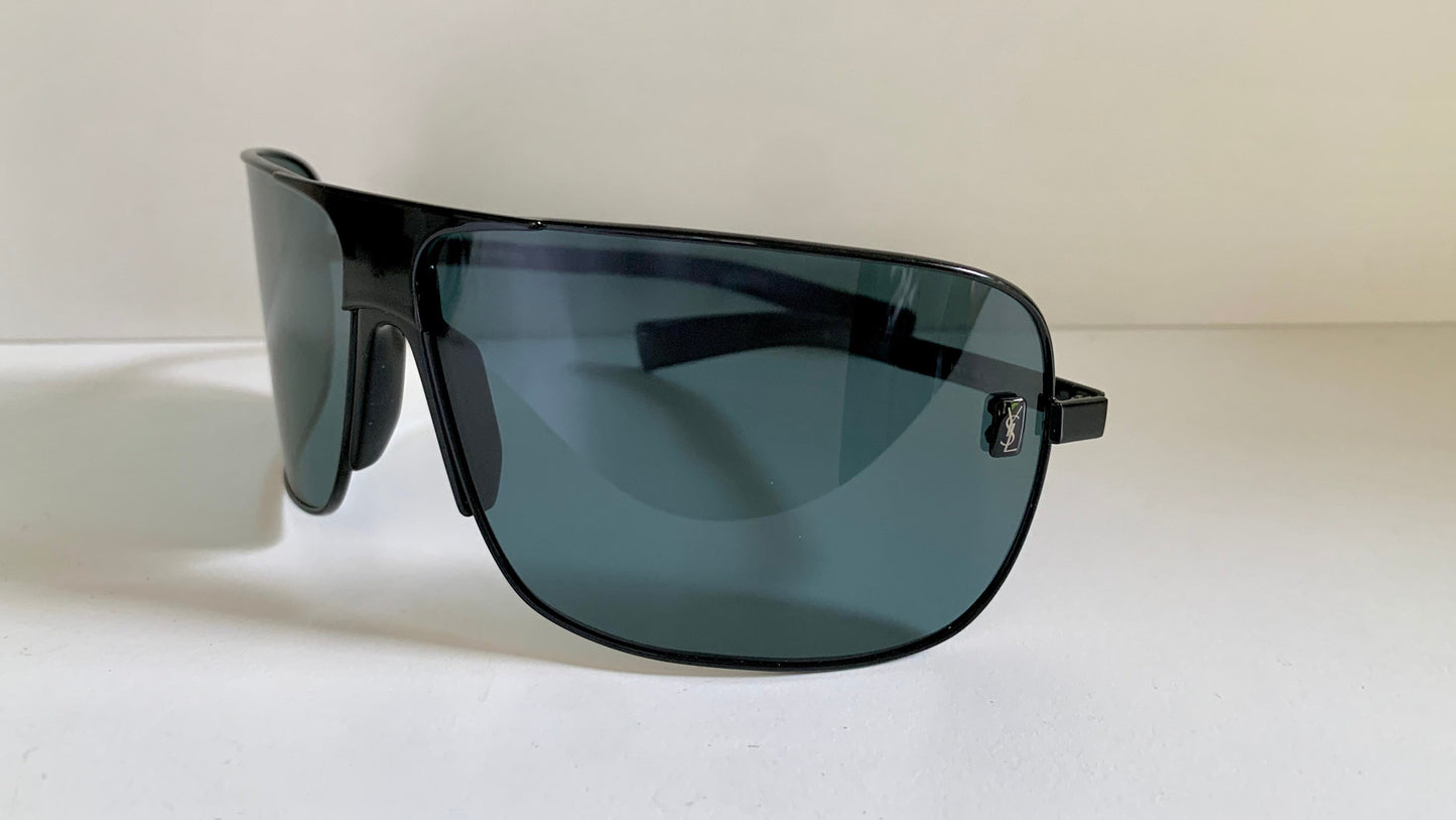Yves Saint Laurent 00s sunglasses - XXL mask style black and blue frame
