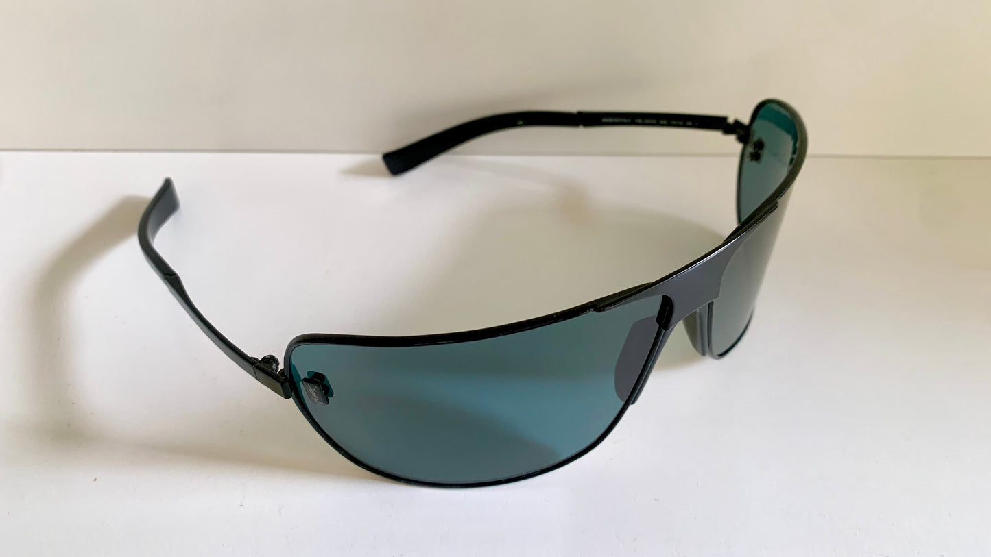 Yves Saint Laurent 00s sunglasses - XXL mask style black and blue frame