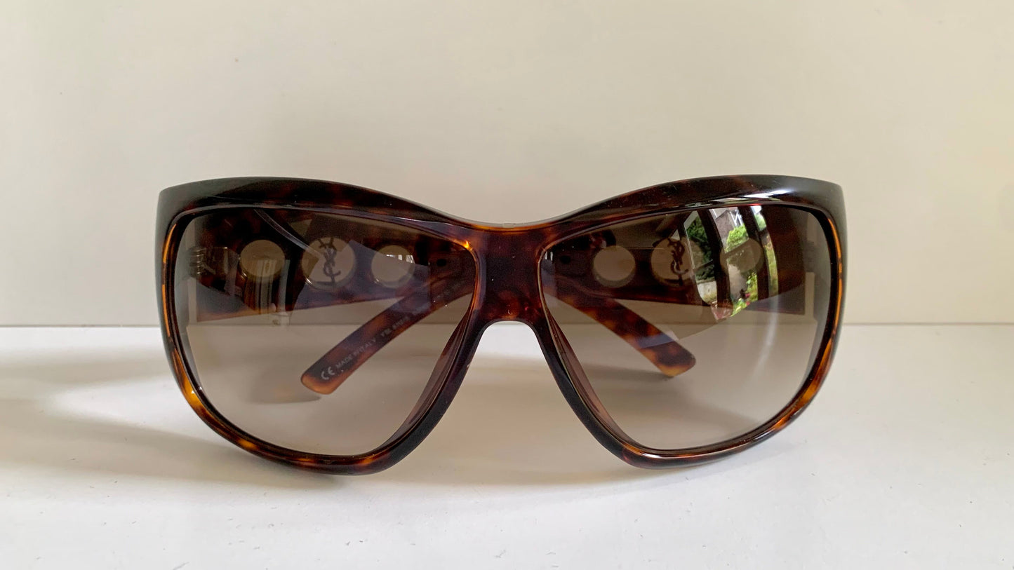 Yves Saint Laurent 00s vintage sunglasses - YSL brown frames with logos