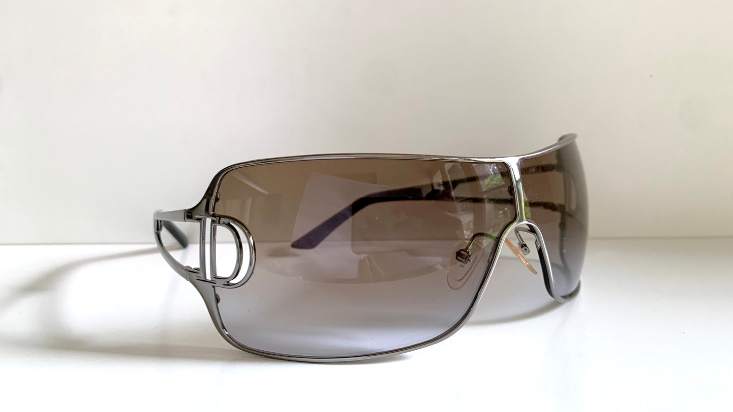 Christian Dior Diorissimo shield sunglasses on a white background