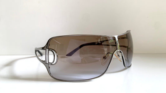 Christian Dior Diorissimo shield sunglasses on a white background