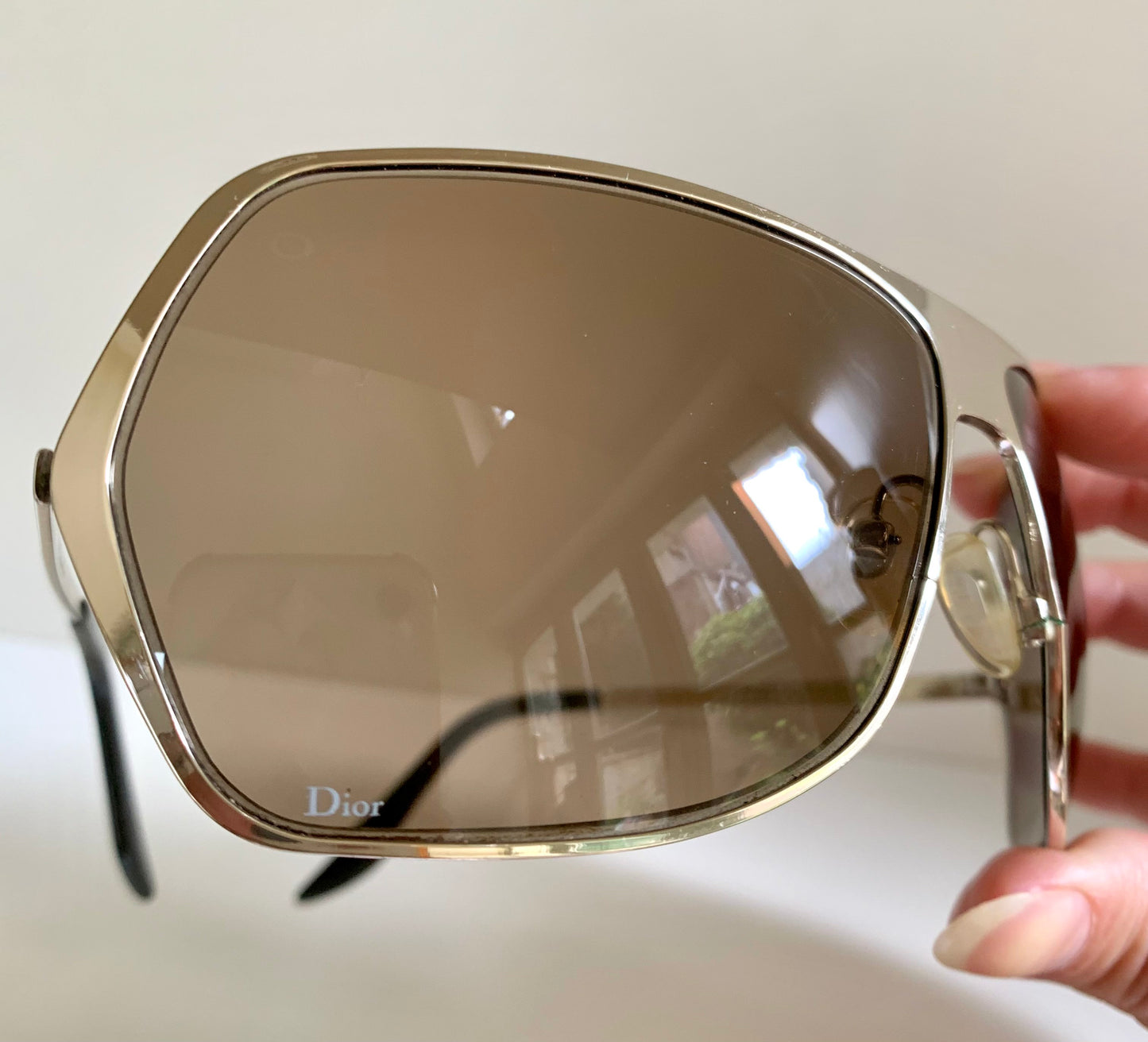 Christian Dior Vintage Sunglasses - Secret 1 XL light gold shield wrap frames
