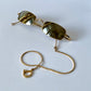 Christian Dior Hanoi vintage sunglasses - golden mirrored lenses with Dior logo charm chain
