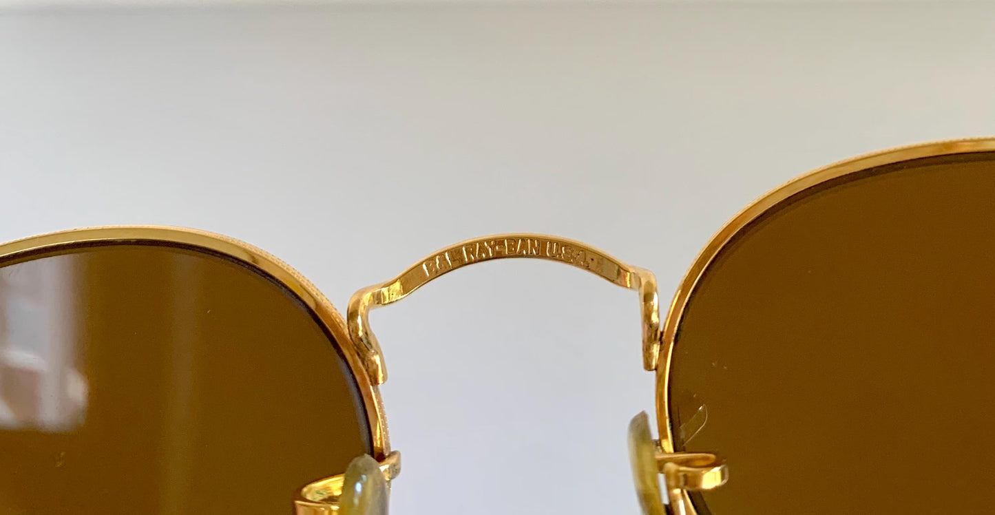 Ray Ban B&L USA - Diamond Hard W1919 90s 24k plated mirrored vintage sunglasses