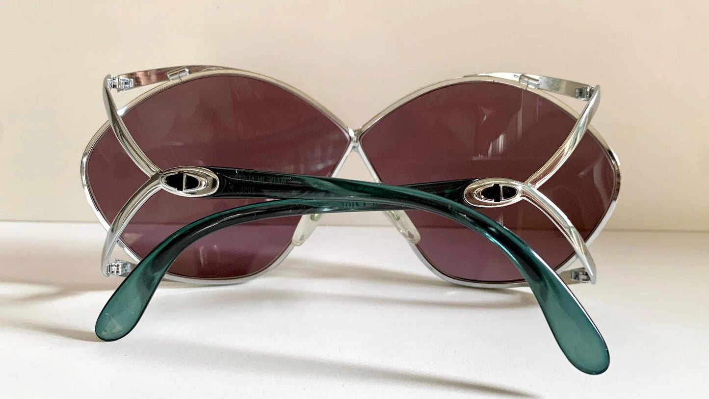 Christian Dior Vintage Sunglasses - 2056 XL silver and green frames