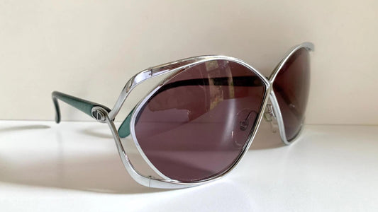 Christian Dior Vintage Sunglasses - 2056 XL silver and green frames