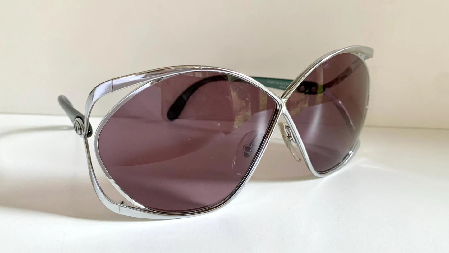 Christian Dior Vintage Sunglasses - 2056 XL silver and green frames