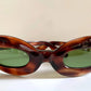 Cat eye 70s vintage sunglasses - Brown acetate frames made in France