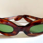 Cat eye 70s vintage sunglasses - Brown acetate frames made in France