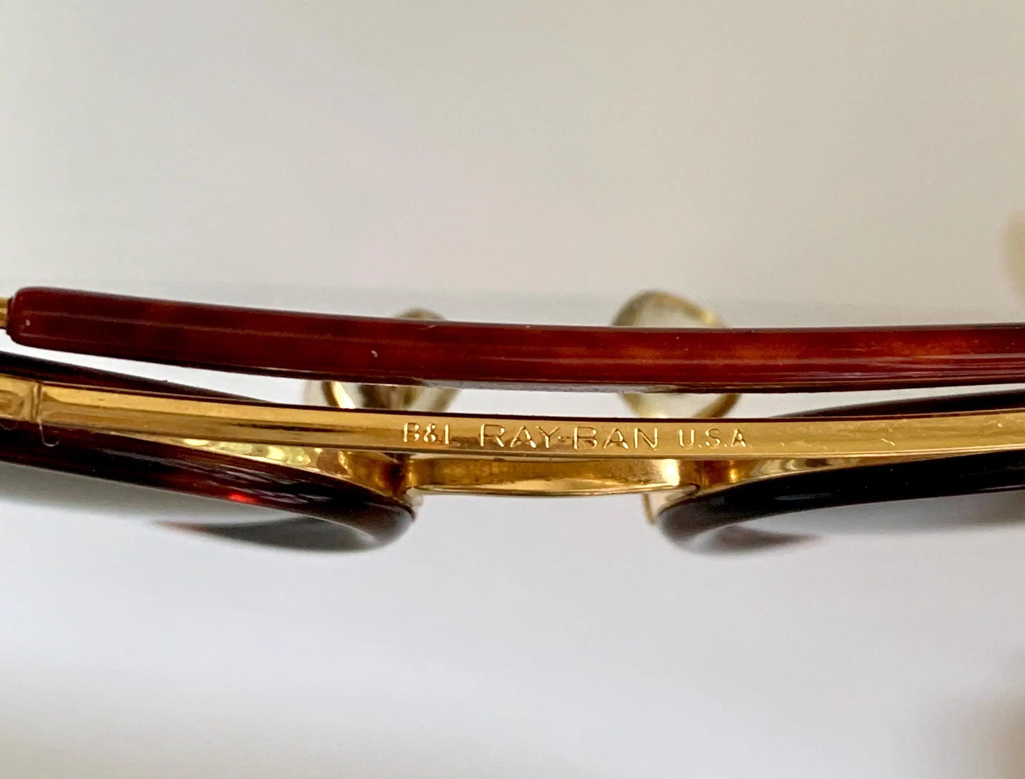 Ray Ban B&L USA vintage sunglasses, 62mm Traditionals W0743 aviators, tortoise shell and gold arista frame