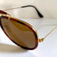 Ray Ban B&L USA vintage sunglasses, 62mm Traditionals W0743 aviators, tortoise shell and gold arista frame