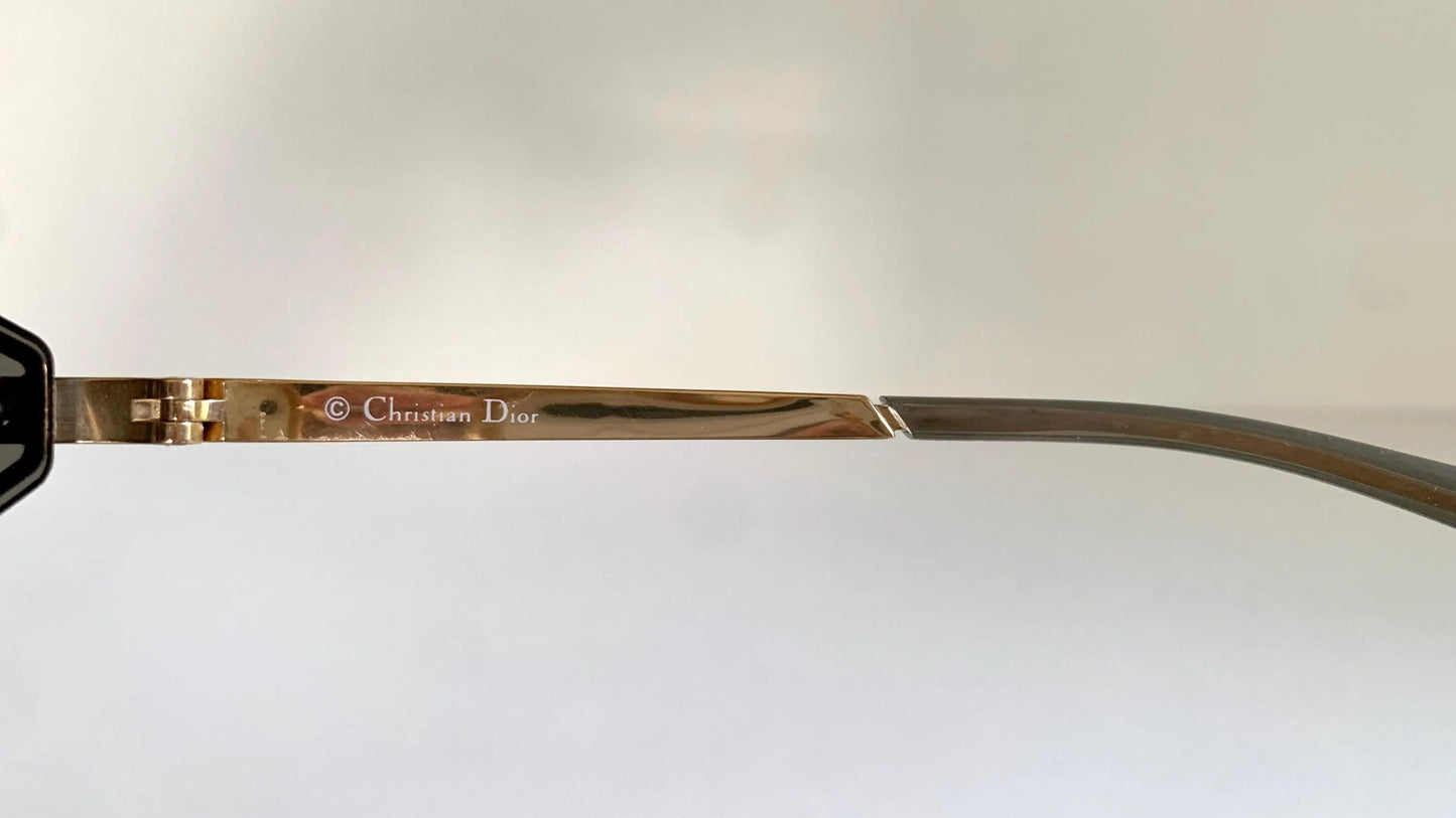 Christian Dior Vintage Sunglasses - 00s Dior Troika mask rectangle gold frames