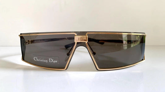 Christian Dior Vintage Sunglasses - 00s Dior Troika mask rectangle gold frames