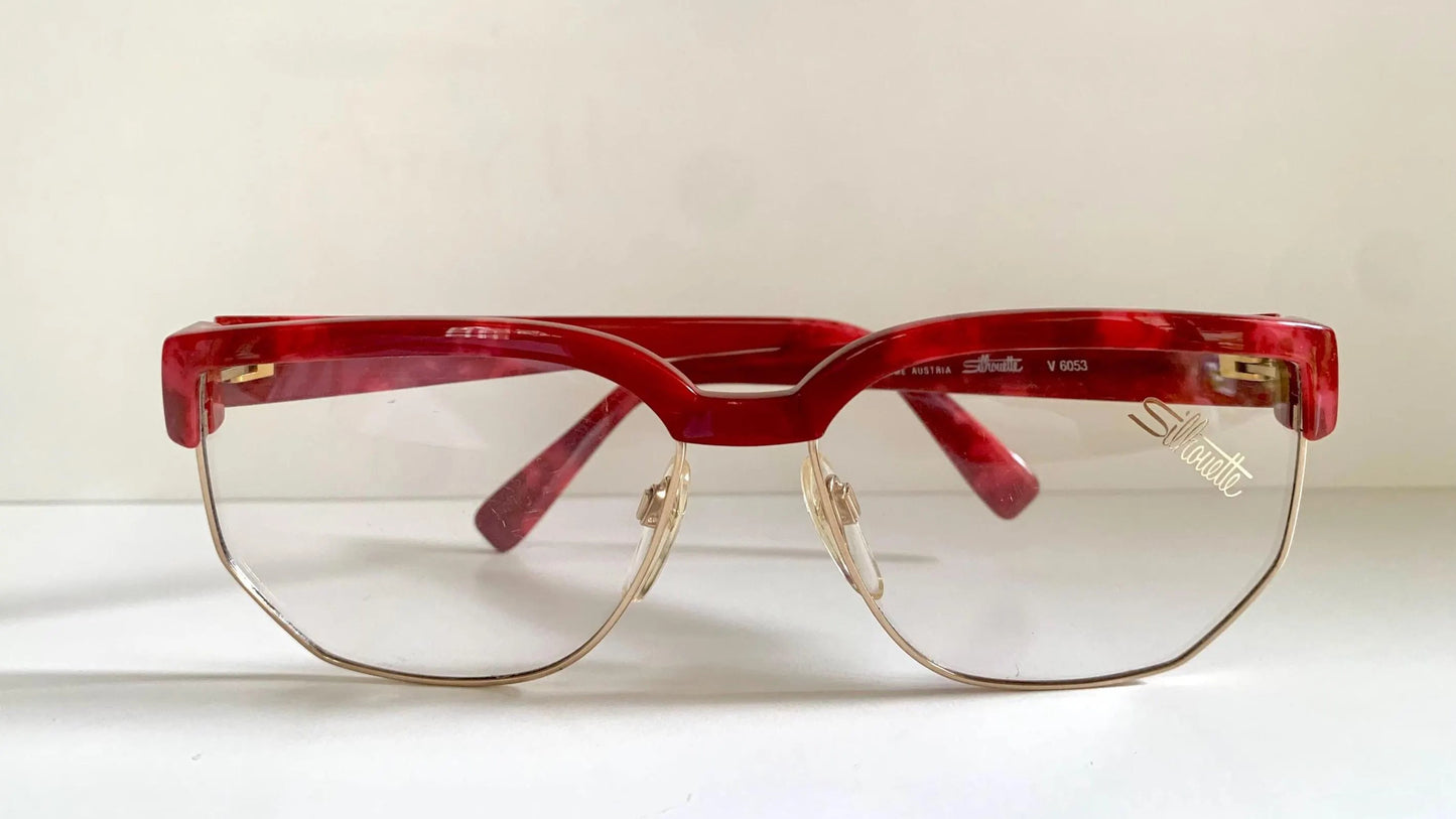 Silhouette 80s vintage glasses - golden and red frames