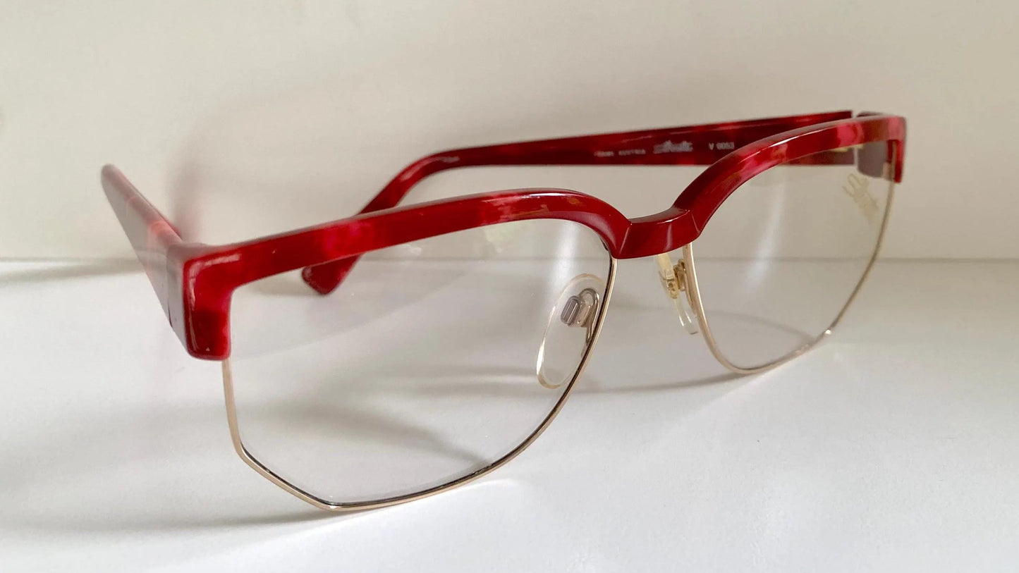 Silhouette 80s vintage glasses - golden and red frames