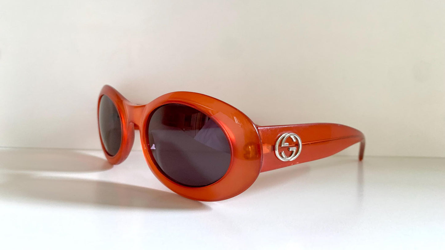 Gucci 90s vintage sunglasses - oval dark orange frame