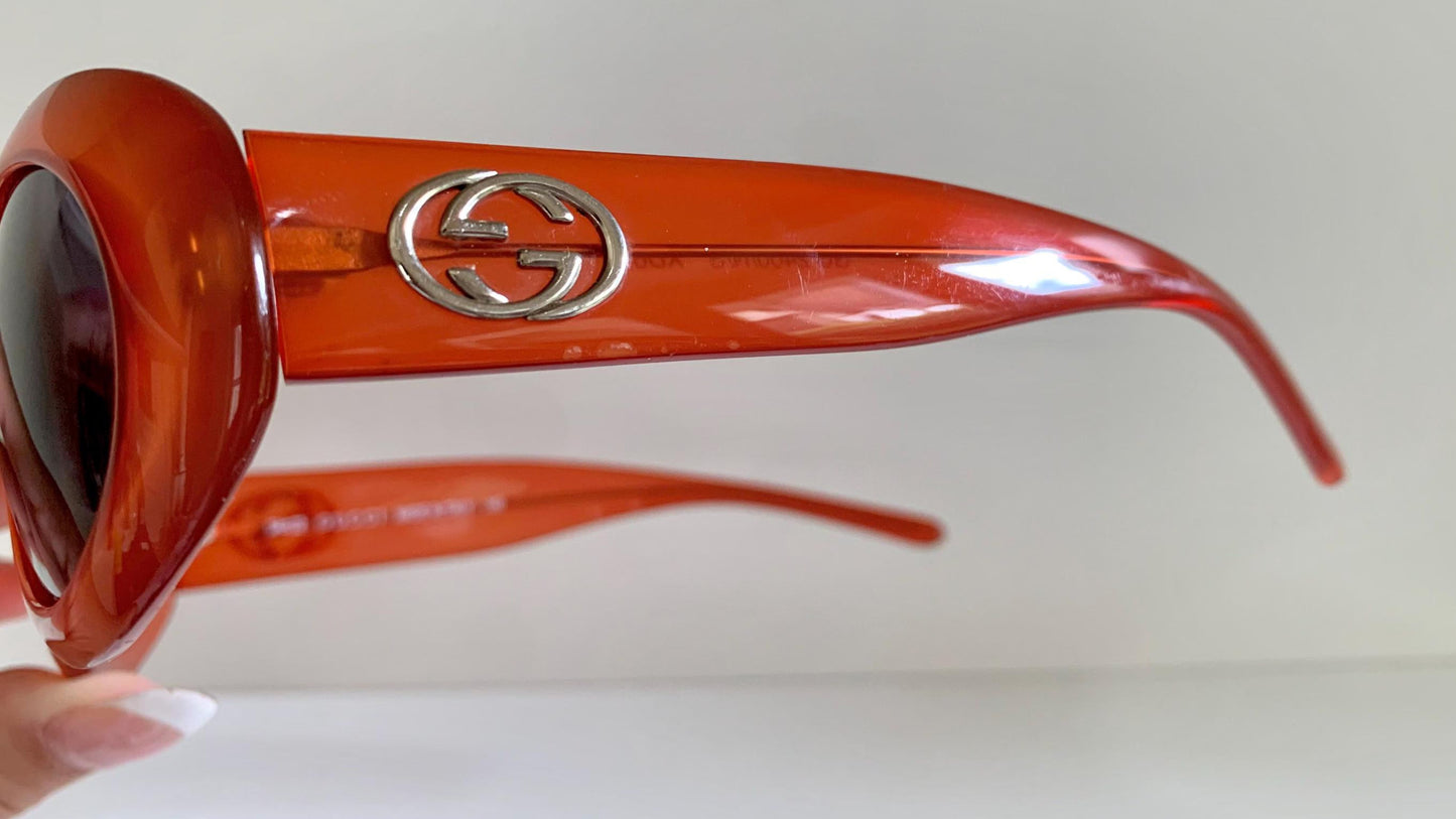 Gucci 90s vintage sunglasses - oval dark orange frame