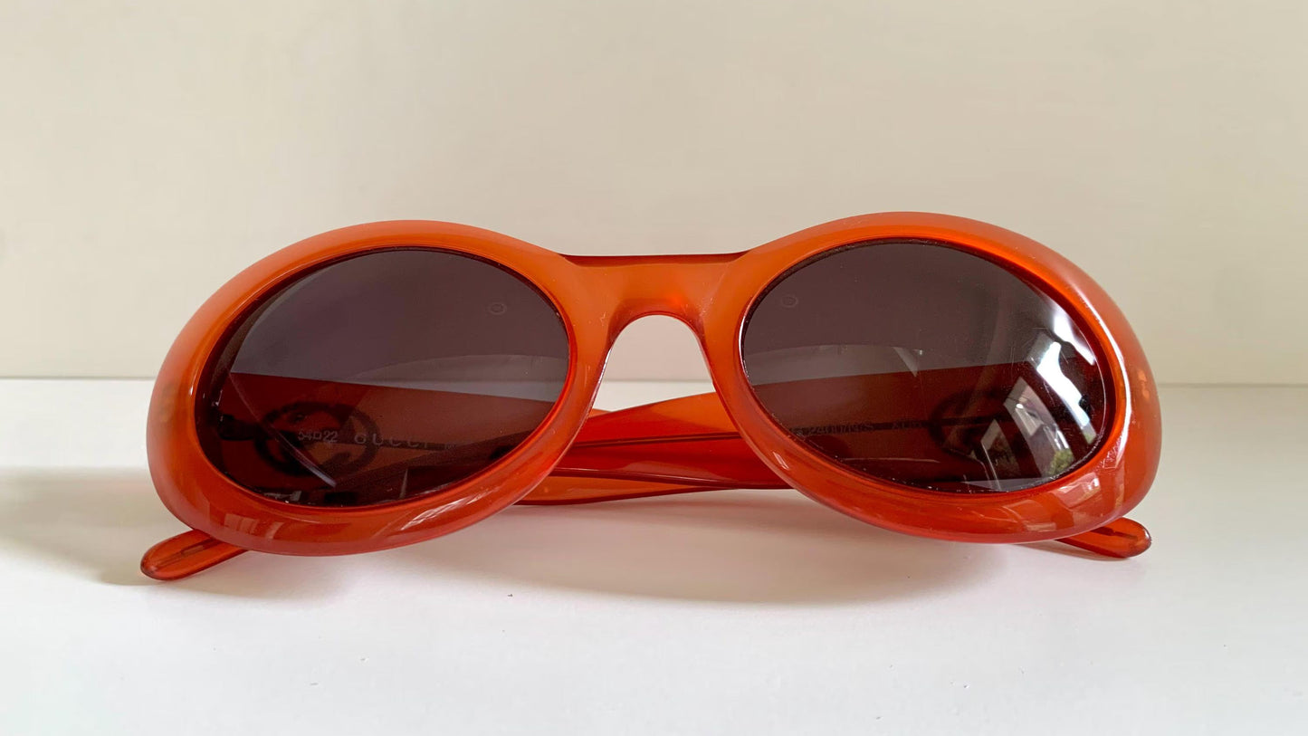 Gucci 90s vintage sunglasses - oval dark orange frame