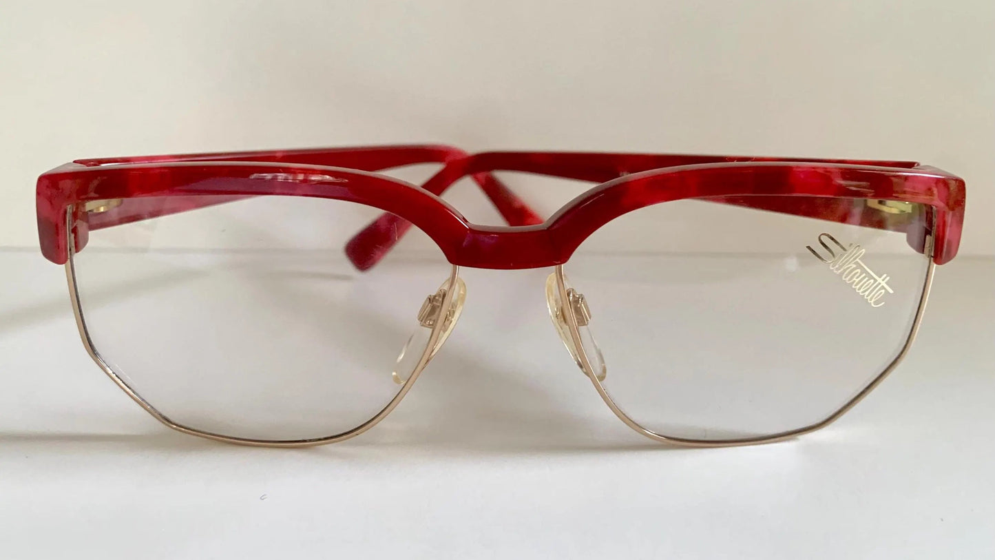 Silhouette 80s vintage glasses - golden and red frames