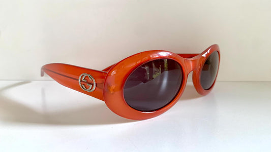 Gucci 90s vintage sunglasses - oval dark orange frame