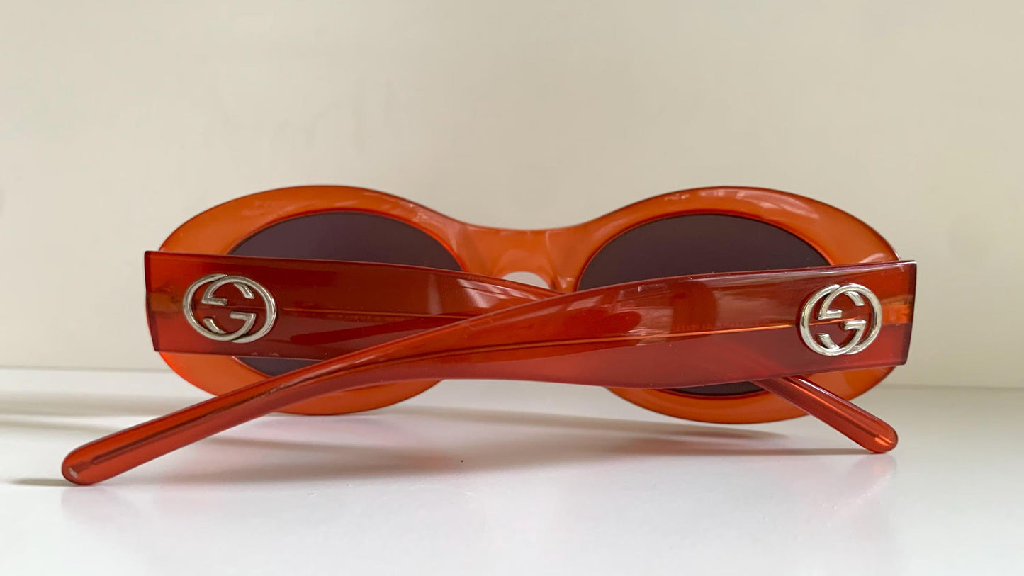 Gucci 90s vintage sunglasses - oval dark orange frame