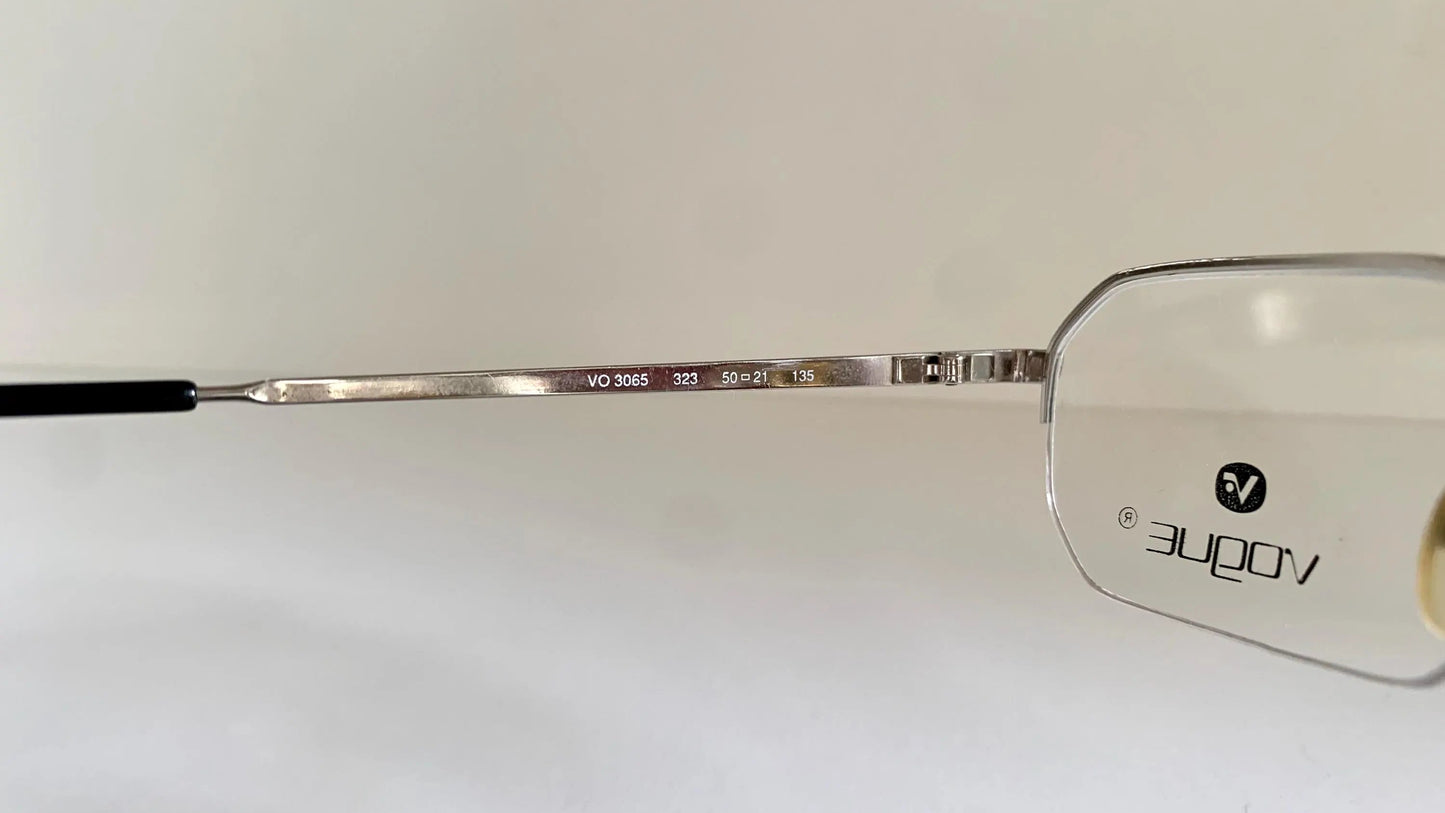 Vogue 80s vintage glasses - silver semi-rimless octogonal frame